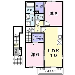 ラ・リヴィエールA 2LDKの間取図画像