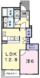 アヴァン・パルクE棟 1LDKの間取図画像