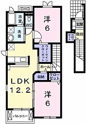 コージーコート朝霧2 2LDKの間取図画像