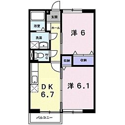 エーデルハウスローゼ 2DKの間取図画像