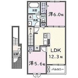 グランプレーヌ 2LDKの間取図画像