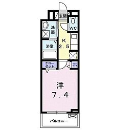 カモ・ミールハイム 1Kの間取図画像