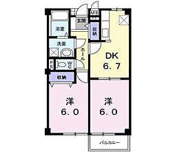 プラティーク　Ｂ棟 1階2DKの間取り