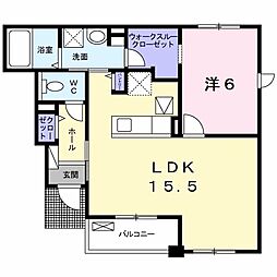 デュオ　ルミエール　I 1階1LDKの間取り