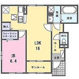 ラフロレゾン 1LDKの間取図画像