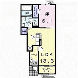 ヘリオスガーデンB 1LDKの間取図画像