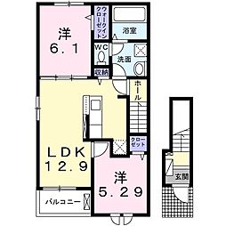 エアリーガーデン 2LDKの間取図画像