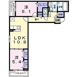 ヴィラシャルマン 2LDKの間取図画像