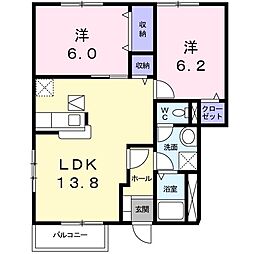 パルテール南C 2LDKの間取図画像