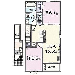 アドラブールB 2LDKの間取図画像