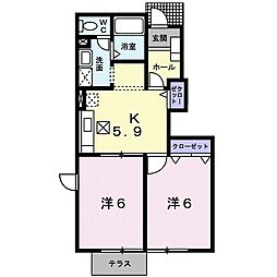 メゾン・パルテーノ　Ｃ棟 1階2Kの間取り