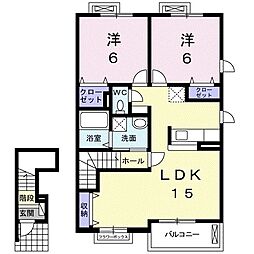 ササフラス2 2LDKの間取図画像