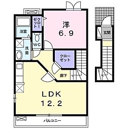 ハーベストヒルズ1 1LDKの間取図画像