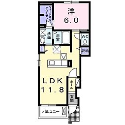 ハッピースマイルビラ3 1LDKの間取図画像