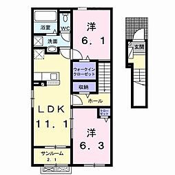 カレント スクエア II 2LDKの間取図画像
