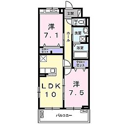 エスポワールVI 2LDKの間取図画像