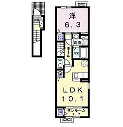 ヒカルサ高岡角イースト 1LDKの間取図画像