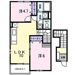 メゾン・ド・ソレイユB 2LDKの間取図画像