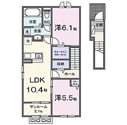 ヒカルサ富山水橋 2LDKの間取図画像