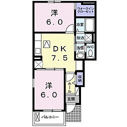 ソレイネ 2DKの間取図画像