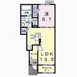 小諸市古城2丁目アパート 1LDKの間取図画像