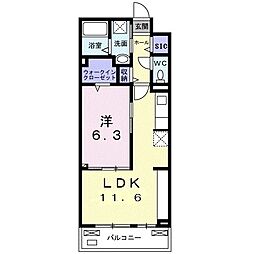 シャルモン 深野west 1LDKの間取図画像