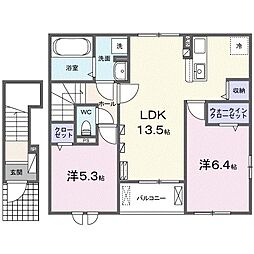 ルミエールII 2LDKの間取図画像