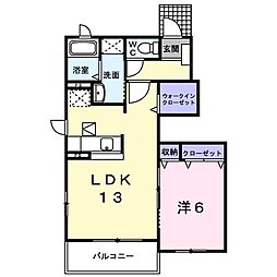 エアリー・ハウスII 1階1LDKの間取り