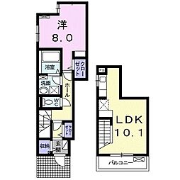 ペスティーニョ 1LDKの間取図画像