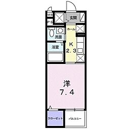 カーサシエロ 1Kの間取図画像