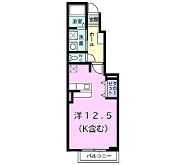 ランバ−荒井XI 1階ワンルームの間取り