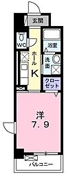 プラサーダ朝霧 1Kの間取図画像