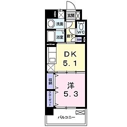 サンセール宮ノ陣 1DKの間取図画像