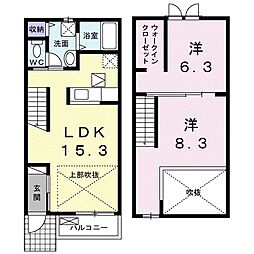 クレストール　II 1階2LDKの間取り