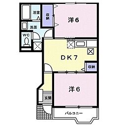 メゾン・ド・エスペランス3番館 2DKの間取図画像