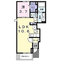 フォルティシモ 1階1LDKの間取り