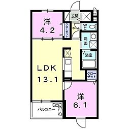 エムロード 2LDKの間取図画像