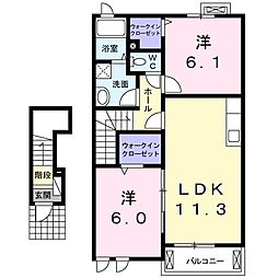 エスポワール1 2LDKの間取図画像