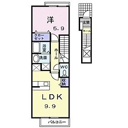 ベルメゾン中山B 1LDKの間取図画像