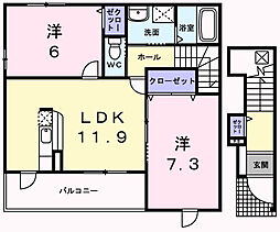グレイス　ヴィラ 2階2LDKの間取り