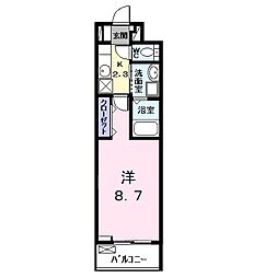 エスポワール2 1Kの間取図画像