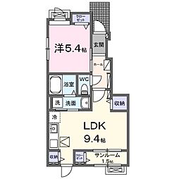 椿 1LDKの間取図画像