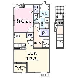 椿 1LDKの間取図画像