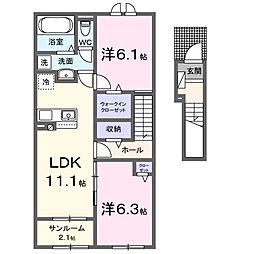 ベル スイート 神明B 2LDKの間取図画像