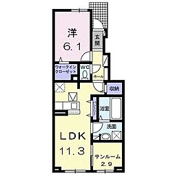 コート・エアリー 1LDKの間取図画像