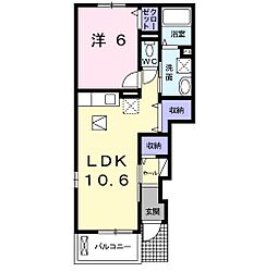 ヒルクレイン1 1LDKの間取図画像