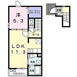 シャン・ド・フルールS 1LDKの間取図画像