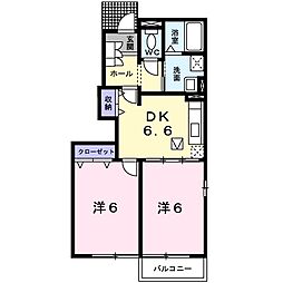 クレストール24C 2DKの間取図画像