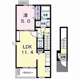 ナリッシュコート 1LDKの間取図画像