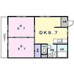 第3コーポエンナ 2DKの間取図画像